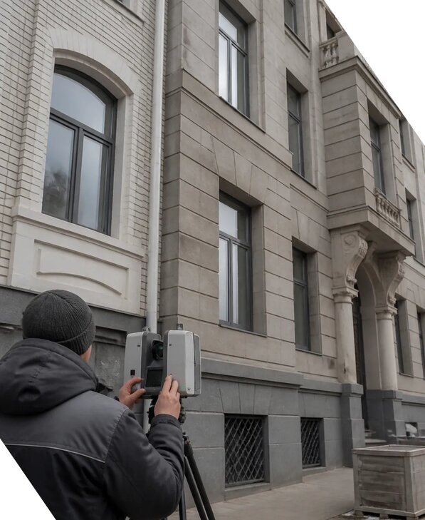 Лазерное сканирование фасадов зданий для обследования в Майкопе